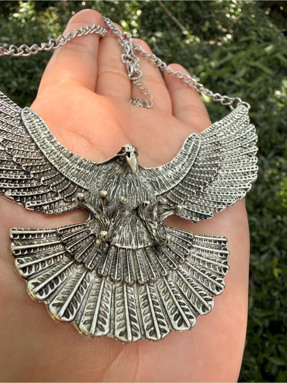 Vintage Eagle Statement Necklace - Silver Eagle Necklace - Picture 10 of 11